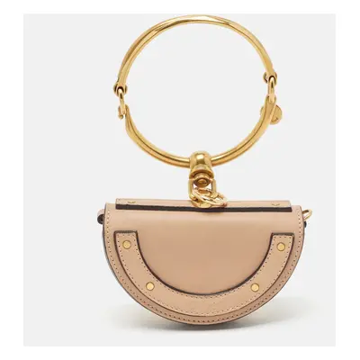 Chloe Beige Leather Mini Nile Minaudière Clutch Bag