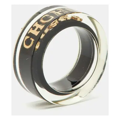 Carolina Herrera CH Resin Gold Tone Band Ring Size