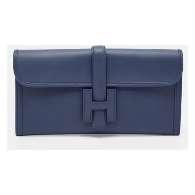 Hermès Bleu Agate Swift Leather Elan Jige Clutch