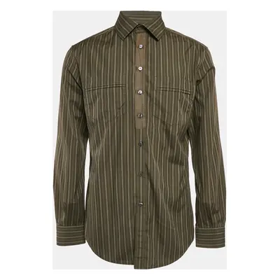 D&G Green Striped Cotton Slim Shirt