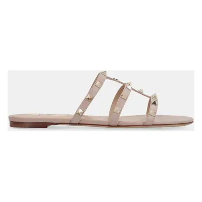 Valentino Pink Rockstud Leather Slides IT