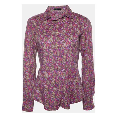 Etro Pink Paisley Print Cotton Buttoned Up Shirt