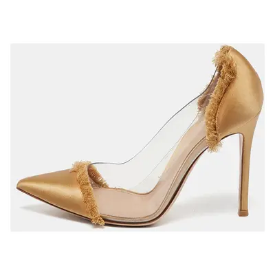 Gianvito Rossi Gold PVC and Satin Plexi Pumps Size