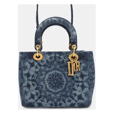 Dior Blue Denim Kaleidoscope Medium Lady Dior Tote Bag