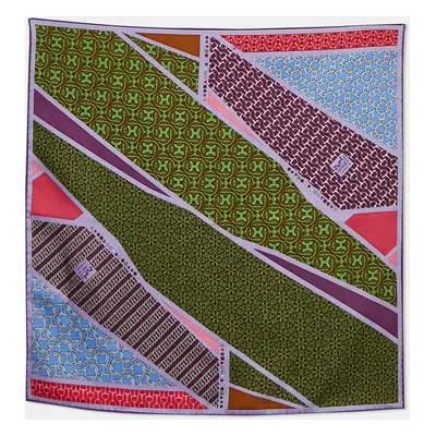 Hermès Green/Purple Silk 'Carre En Cravates' Square Scarf