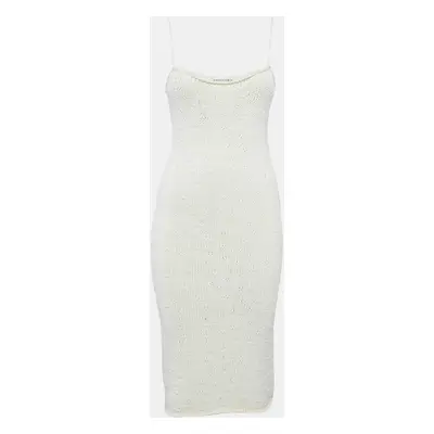 Bottega Veneta Off White Rib Knit Strappy Short Dress