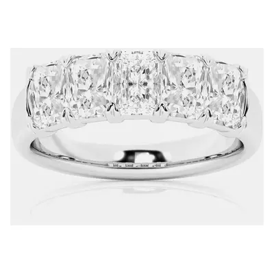 14K White Gold Elongated Cushion Lab Grown Diamond Five-Stone Anniversary Band US (4 ctw)