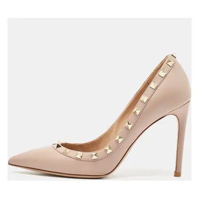 Valentino Poudre Pink Leather Rockstud Pointed Toe Pumps Size 38.5