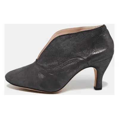 Repetto Metallic Grey Suede Ankle Booties Size