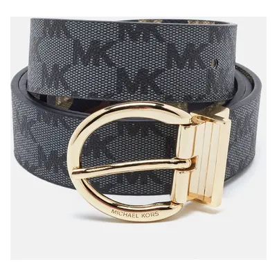 Michael Kors Multicolor Signature Coated Canvas Leopard Printed Reversible Buckle Belt 105CM