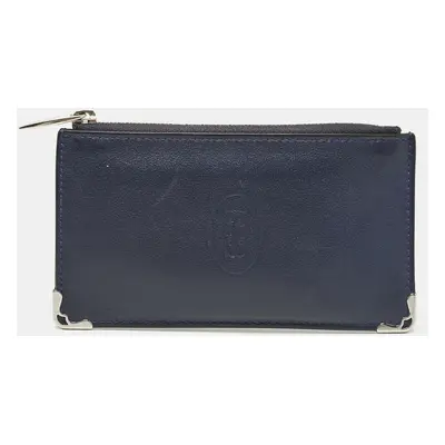 Cartier Navy Blue Leather Must de Cartier Zip Card Holder