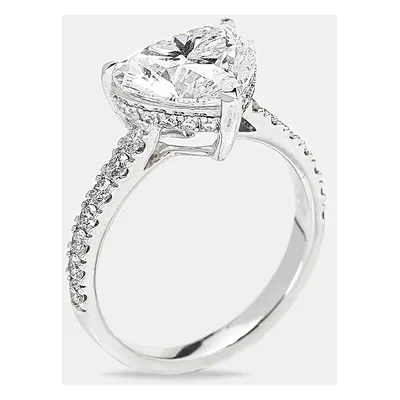 18k White Gold Heart Brilliant; Round Brilliant Lab Grown Diamonds Ring (Approx 3.80 cts)