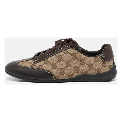 Gucci Brown Guccissima Canvas and Leather Velcro Sneakers Size 36.5