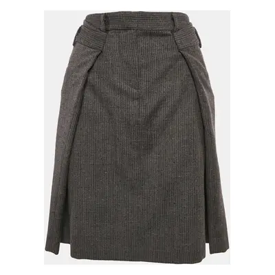 Maison Margiela Grey Wool Pleated Pencil Skirt