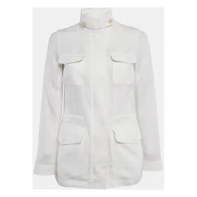 Loro Piana White Linen Traveler Zip-Up Jacket