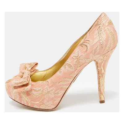 Dolce & Gabbana Pink Brocade Fabric Pointed Toe Pumps Size