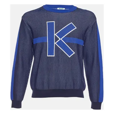 Kenzo Navy Blue K Jacquard Knit Crew Neck Jumper