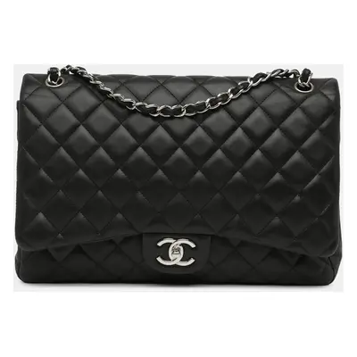 Chanel Black Classic Lambskin Double Flap Maxi Bag