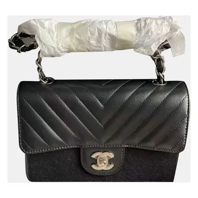 Chanel Black and silver twill standard Big mini bag