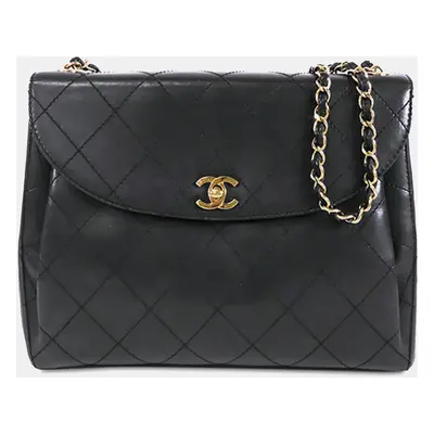 Chanel Black Quilted Lambskin Round Flap Bag