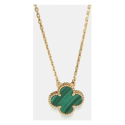 Van Cleef & Arpels 18K Yellow Gold Vintage Alhambra Malachite Pendant Necklace