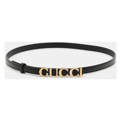 Gucci Black Leather Gucci Buckle Belt 85CM