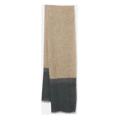 Brunello Cucinelli Brown/Grey Checks Cashmere Blend Scarf