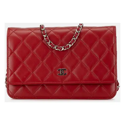 Chanel Red Classic Lambskin Wallet on Chain