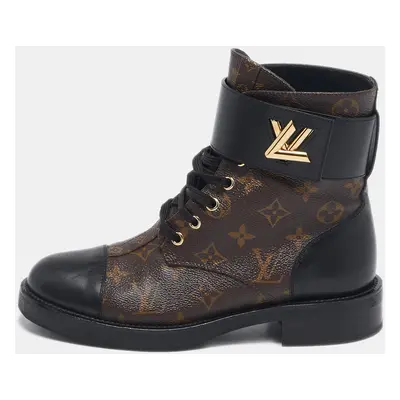 Louis Vuitton Black Monogram Canvas and Leather Wonderland Flat Ranger Boots Size