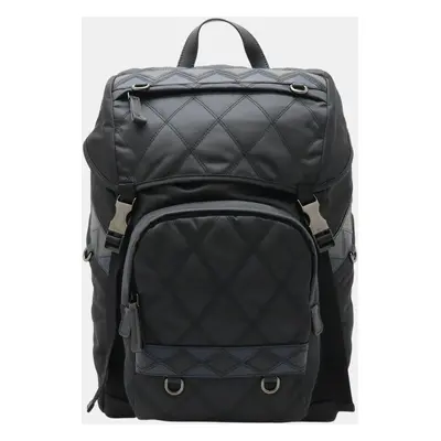 Prada Nero Black Antracite Grey Baltico Navy Quilted Nylon Backpack