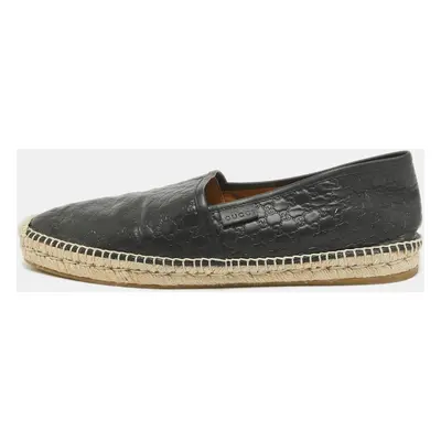 Gucci Black Microguccissima Leather Slip On Espadrille Flats Size