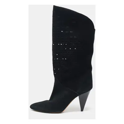 Isabel Marant Black Suede Midcalf Boots Size