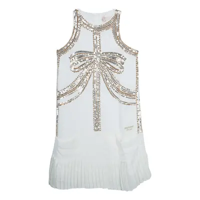 Roberto Cavalli Angels White Sequin Embellished Pleated Dress