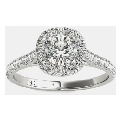 14K White Gold Natural Diamond Halo Engagement Ring (1.00 Ctw) US