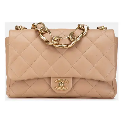 Chanel Beige Large Quilted Lambskin Funky Town Flap