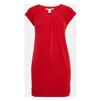 Diane Von Furstenberg Red Jersey Pleated Mini Dress