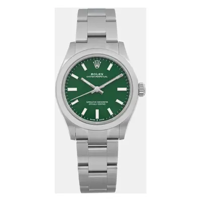 Rolex Green Stainless Steel Oyster Perpetual Automatic Women's Wristwatch mm