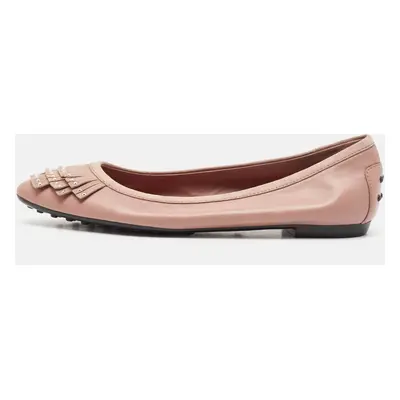 Tod's Brown Suede and Leather Fringe Detail Ballet Flats Size 40.5