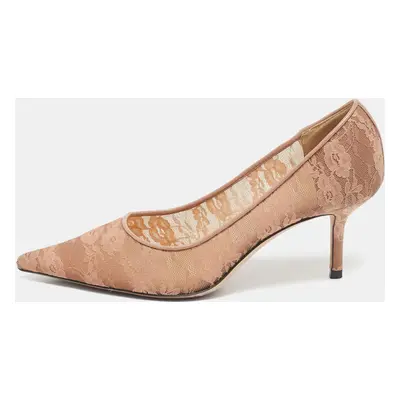 Jimmy Choo Pink Lace and Mesh Love Pumps Size