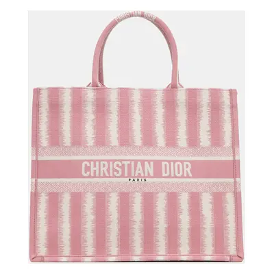 Dior Pink Large Striped Book Tote