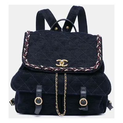 Chanel Blue Paris-Cosmopolite Velvet Parisian Stroll Backpack