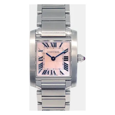 Cartier Silver Stainless Steel Tank Francaise W51028Q3 Quartz Women's Wristwatch mm