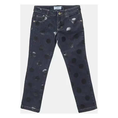 Young Versace Dark Blue Dot Print Denim Jeans Yrs