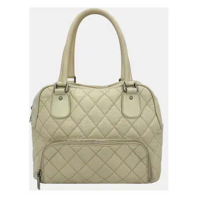 Chanel Paris New York Cream Distressed Bowling Tote