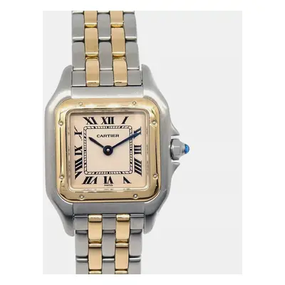 Cartier Cream 18k Yellow Gold Stainless Steel Panthere Quartz Women's Wristwatch mm