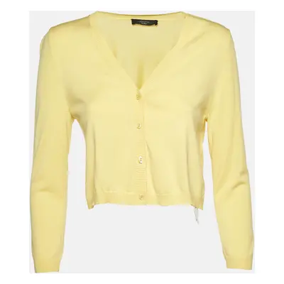 Weekend Max Mara Yellow Knit Cropped Cardigan