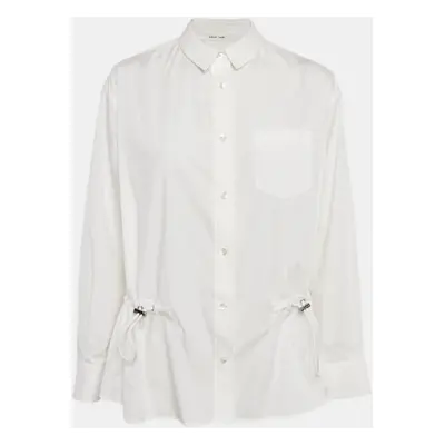 Sacai White Cotton Blend Button Front and Back Blouse