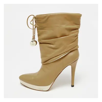 Gucci Beige Leather Platform Ankle Boots Size