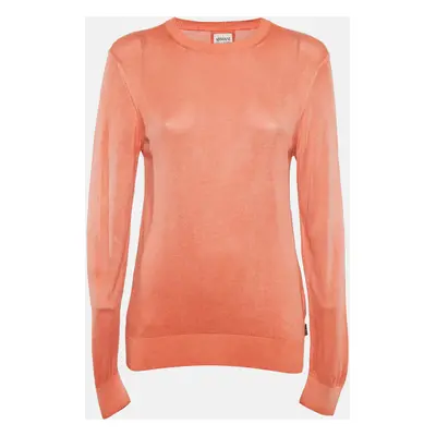 Armani Collezioni Coral Orange Full Sleeve Crew Neck Sweater