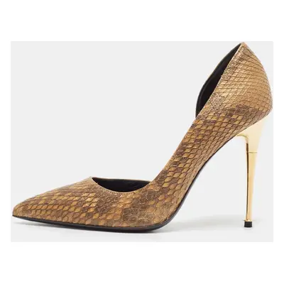 Tom Ford Brown Python Leather D'orsay Pumps Size 37.5